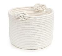 Panier à Linge en Coton Tissé, Paniers de Rangement pour Jouets, Panier à Linge Bébé avec Poignée Paniers pour Couvertures pour Salon, Salle de Bain, Chambre, Enfant (24×18cm）