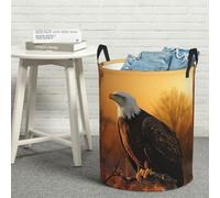 Panier à linge en forme d'aigle à tête blanche avec poignée - Panier à linge portable circulaire et sale - Panier de rangement pliable - Panier de rangement léger pour salle de bain et chambre à