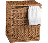 Panier à linge en osier avec doublure - malle rectangulaire marron 2 anses