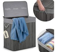 Panier à linge en osier bambou avec couvercle 150 l Massido pour une organisation élégante de la maison
