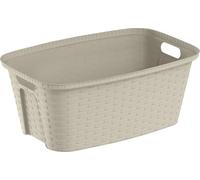 Panier à Linge en plastique 35L - Coloris Beige - Aspect Osier Tressé - Avec Poignées - 59,5 x 39,5 x 25 cm - Fabriqué en France - Idéal buanderie, salle de bain - M home by Mazzei Mondex