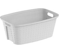 m-home panier a linge 35l - 59x39x25 cm - imitation osier - blanc sky