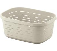 Panier à linge en plastique 48L - Coloris Beige - Fabriqué en France - Bac à linge rectangulaire avec poignées - 63 x 43,5 x 26 cm - Idéal buanderie, salle de bain, chambre - M home by Mazzei Mondex