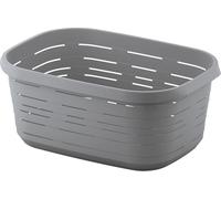 Panier à linge en plastique 48L - Coloris Gris - Fabriqué en France - Bac à linge rectangulaire avec poignées - 63 x 43,5 x 26 cm - Idéal buanderie, salle de bain - M home by Mazzei Mondex