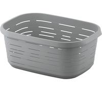 Panier à linge en plastique 48L - Coloris Gris Silver - Fabriqué en France - Bac à linge rectangulaire avec poignées - 63 x 43,5 x 26 cm - Idéal buanderie, salle de bain - M home by Mazzei Mondex