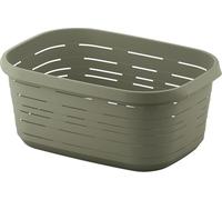 Panier à linge en plastique 48L - Coloris Vert Kaki - Fabriqué en France - Bac à linge rectangulaire avec poignées - 63 x 43,5 x 26 cm - Idéal buanderie, salle de bain - M home by Mazzei Mondex
