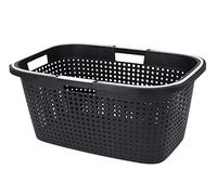 Panier à linge en plastique 60 x 39 cm - noir - Corbeille à linge avec poignées pliables - Boîte à linge, collecteur de linge, bassine à linge, panier d'achat