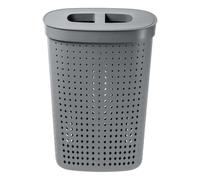 Panier à linge en plastique solide et élégant 60 litres - Gris