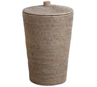 Panier à linge en rotin patiné blanc