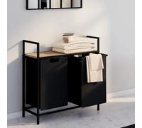 Panier à linge en tissu noir avec 2 bacs