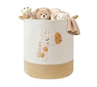 Panier a Linge Enfant 51L Grande Panier Rangement Bebe, Paniers De Rangement Jouet Enfant Boite en Corde De Coton Tressée, Paniers pour Couvertures Pour Le Salon, Bac a Linge Sale Avec Poignée, Girafe