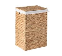 Panier à linge étroit avec couvercle en jacinthe d'eau, 30 cm de long - MAYA