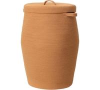 Panier à linge extra large tissé avec couvercle, panier de rangement en corde de coton, bac décoratif autonome pour chambre et salon, 66 x 50,8 cm, marron rouille