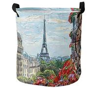 Panier À Linge France Tour De Paris Nuages Bleus Et Blancs Peinture Abstraite Corbeille À Linge Grande Capacité Avec Anse Paniers Jouet De Rangement, Pour Vêtements, Jouets, Dortoir, 60L