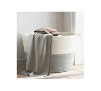 vidaXL Panier à linge gris et blanc Ø60x36 cm coton Multicolore