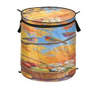 Panier à linge Hello Fall Autumn Tree Fruit et panier à linge imperméable avec poignée robuste - Décoration pour bureau, garde-manger, cubbie