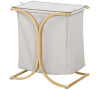 Panier à linge HOMCOM panier de rangement corbeille linge sale en bambou 2 paniers en tissu avec couvercle - 55L x 40l x 62H cm
