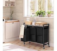 Panier à Linge - HOOBRO - 3 Compartiments - Tissu Oxford Amovible - 39,8 L - Grège