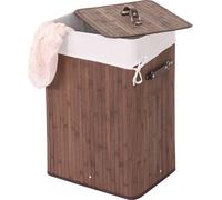 Panier à linge HWC-C21, Laundry Bac à linge Collecteur de linge Bac à linge, bambou 61x43x32cm 70l ~ brun