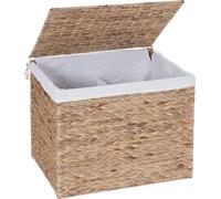 Panier à linge HWC-C27, Collecteur de linge Trieur de linge Coffre, 2 compartiments Jacinthe d'eau 50x60x43cm 129l