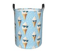 Panier à linge imprimé verres et cœurs de glace, panier à linge pour chambre, appartement, dortoir, articles essentiels, panier à linge sale pour une décoration esthétique