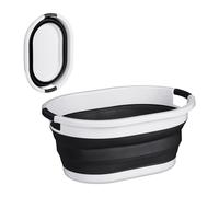 Relaxdays Panier à Linge, 36 litres, en Plastique, Pliable, Rangement Peu encombrant, avec poignées, Noir/Blanc