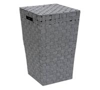 5Five - Panier à Linge LISE Gris en Acier et Polyester - 50l - 33x33x35cm - Organisateur Maison, Corbeille, Pratique pour Salle de Bain ou Buanderie