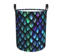 Panier à linge magique en 3D avec motif écailles de dragon - Poignées circulaires pour un déplacement facile - Panier à vêtements sales personnalisé - Rangement simple
