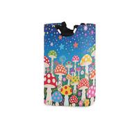 Panier à linge mignon en forme de champignon coloré et étoiles, panier à linge sale imperméable avec poignée robuste pour jouets cadeau 51 L canasta de ropa sucia para ni?os
