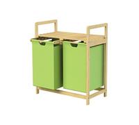 Panier à linge ML-Design Bambou Vert - 2 sacs 30L - 73 x 63 x 33 cm