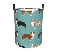 Panier À Linge Modèle De Chien De Berger Australien Imperméable Bac Linge Pliable Bac De Rangement Pour Buanderie Jouets Chambre 34X42Cm