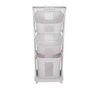 panier à linge multicouche 3 Niveaux, Chariot à Linge avec Poignées, 4 Roulettes, 3 Panier Amovibles, Meuble Linge Sale pour Salle de Bain, Buanderie et Chambre,44 x 33 x 110 cm (2 pc) - Blanc