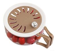 Panier à linge multifonction pour fruits et légumes avec couvercle et passoire à trou fin, bol de vidange avec poignée pliable pour un rangement peu encombrant (café)