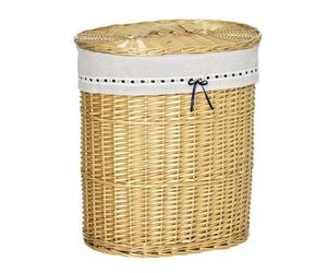 Panier A Linge Osier 100l Avec Couvercle 51x38x57cm Naturel Boîte Rangement Pour Chambre Salle De Bain