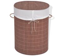 Panier à Linge Ovale Bambou Marron Chariot à Linge Corbeille Vêtement vidaXL