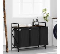 vidaXL Panier à linge à 2 compartiments avec étagère chêne Sonoma