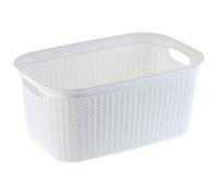 Panier à linge, panier multifonction, 27 L, coffre à linge en plastique, blanc