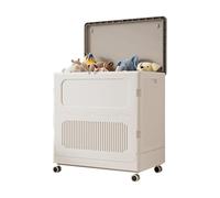 Panier a Linge Plastique Avec Couvercle 123 L, Corbeille a Linge Avec 4 Roulettes, Bac à Linge Sale, Panier De Rangement Pliant Pour Buanderie, Chambre, VêTements Et Rangement De Jouets, 64x40x67.3 cm