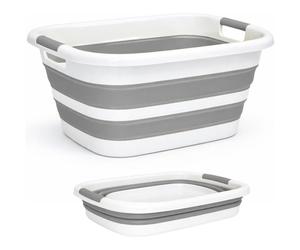 Panier à Linge Pliable 26 L Grande Capacité , Bassine Plastique Compacte et Résistante , Bac à Linge Sale Gain de Place