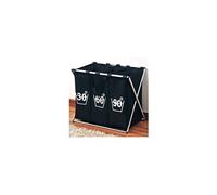 Panier à linge pliable 3 bacs - Noir - 3 compartiments avec fermeture