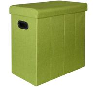 Panier à Linge pliable 70L coffre de rangement pliant avec couvercle pouf Vert