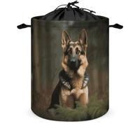 Panier à linge pliable avec cordon de serrage 42 L, panier de rangement personnalisé avec poignée, panier à linge imprimé berger allemand pour jouets, vêtements, livres