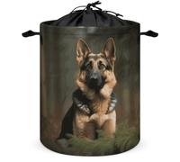 Panier à linge pliable avec cordon de serrage 66 L, panier de rangement personnalisé avec poignée, panier à linge imprimé berger allemand pour jouets, vêtements, livres