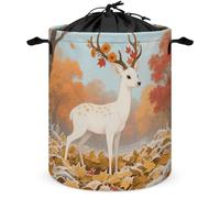 Panier à linge pliable avec cordon de serrage de 42 L, panier de rangement personnalisé avec poignée, cerf portant des fleurs, panier à linge pour jouets, vêtements, livres