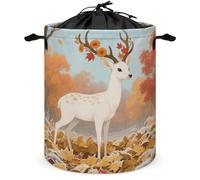 Panier à linge pliable avec cordon de serrage de 66 L, panier de rangement personnalisé avec poignée, cerf portant des fleurs, panier à linge pour jouets, vêtements, livres