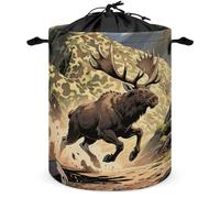 Panier à linge pliable avec cordon de serrage de 66 L, panier de rangement personnalisé avec poignée, panier à linge imprimé cerf de chasse pour jouets, vêtements, livres