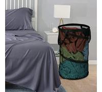 Panier à linge pliable avec côtés en maille respirante et design en spirale pour un rangement efficace du linge dans la maison, la chambre à coucher ou la salle de bain (noir)