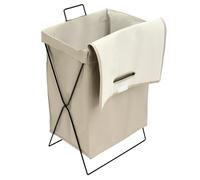 Panier à linge pliable avec couvercle, panier à linge avec poches en tissu amovibles et lavables, panier à linge X-Frame pour chambre à coucher, salle de bain, buanderie