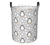 Panier à linge pliable avec poignée en tissu - Motif pingouin mignon - Grand panier de rangement pour vêtements sales, jouets, salle de bain
