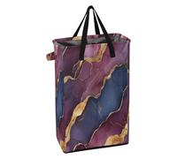 Panier à linge pliable avec poignée robuste pour garçons et filles, panier à vêtements sales pour université en marbre bordeaux, bleu marine